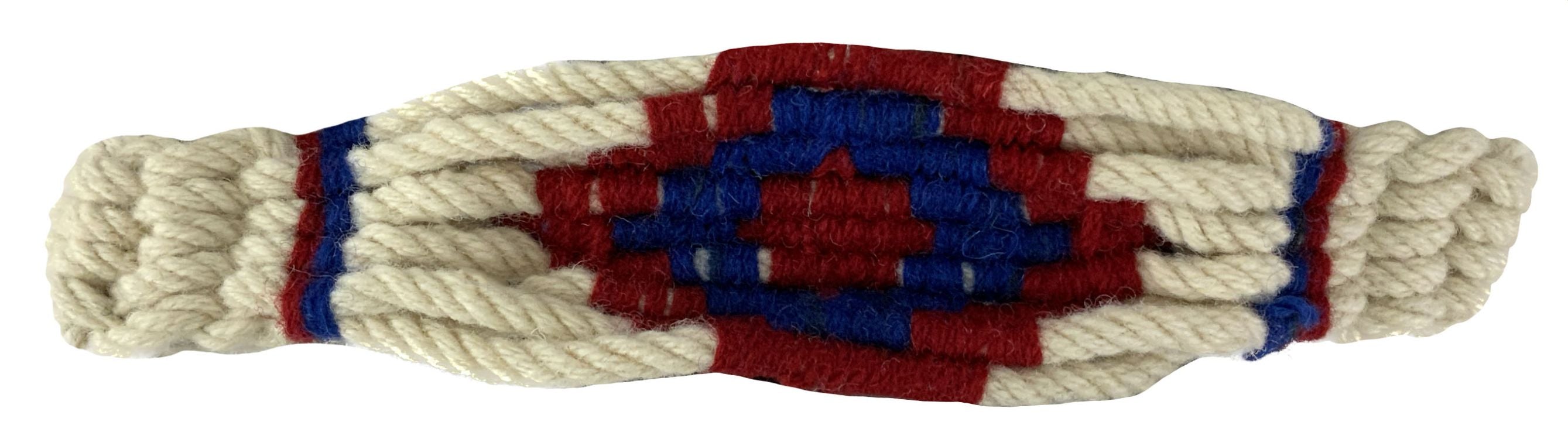 Showman Adjustable Mohair Wool Bronc Halter - White/Red/Blue