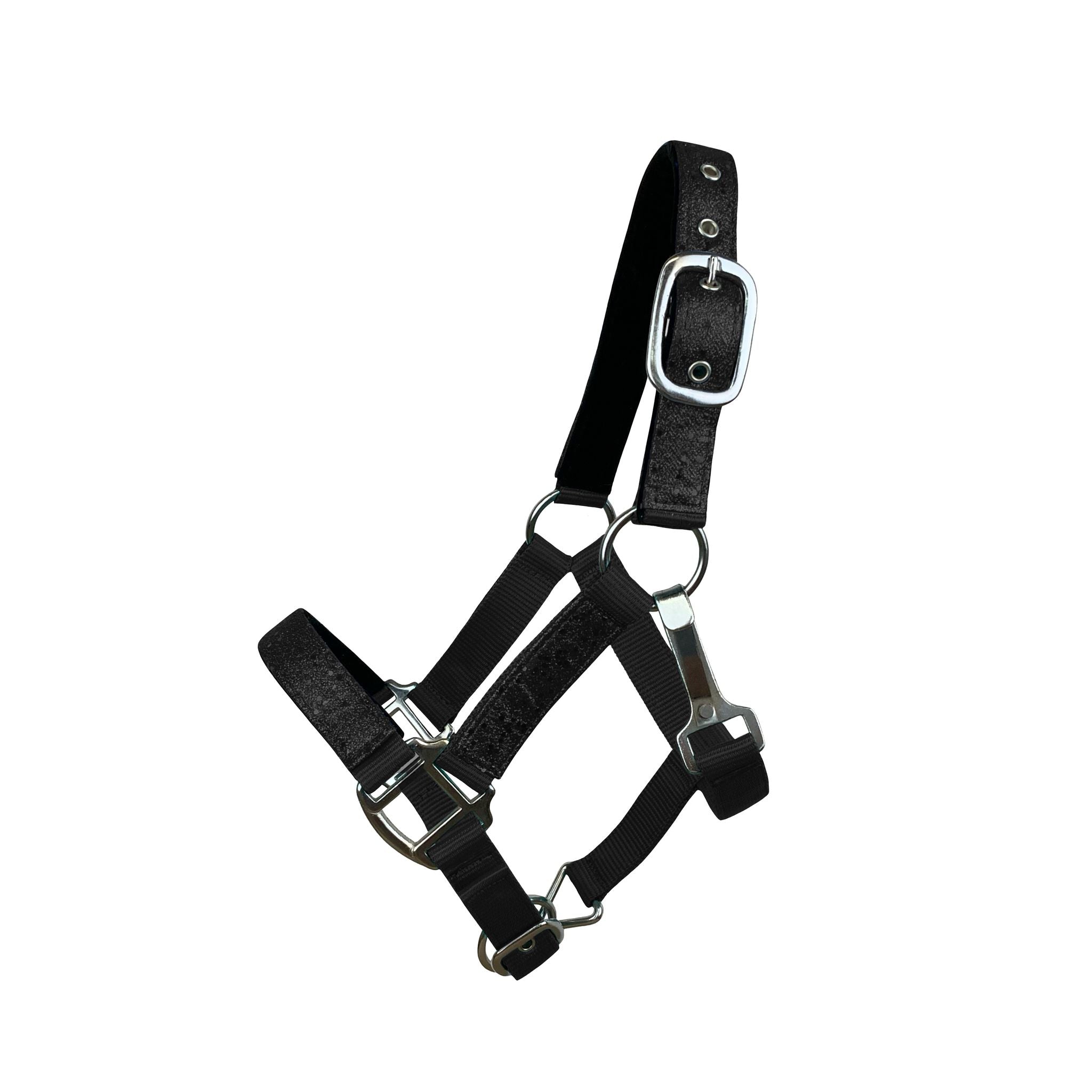 Average Horse Size Nylon Glitter Halter with Neoprene Lined Nose and Crown - View 8