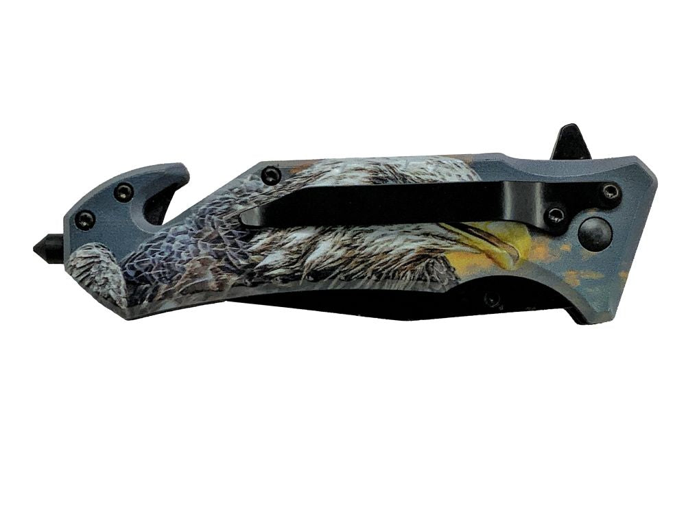 Snake Eye Tactical Rescue Style Spring Assist Knife - Eagle Wildlife Collection