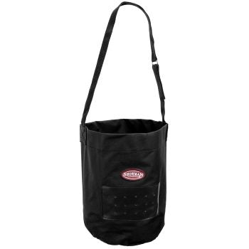 View of the hay bag's bottom, showcasing its sturdy construction.