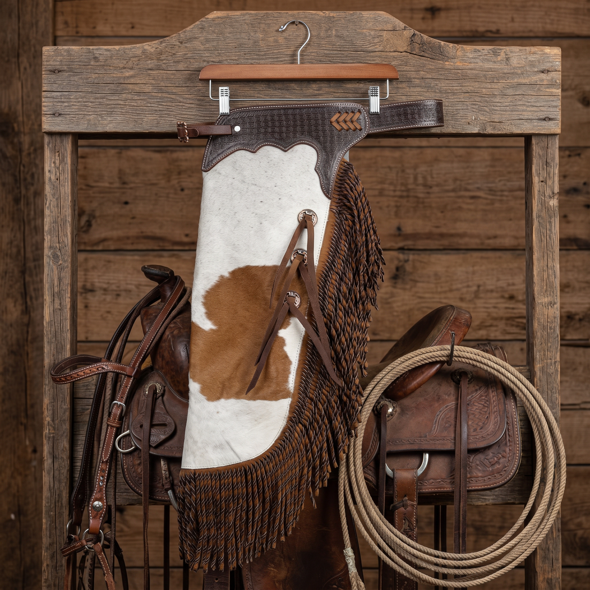 Showman Ranch Hand Chinks tack-room product photo for western leather chinks product page