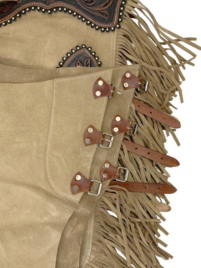 Showman Wildflower Brown Chinks alternate product view with western chinks details