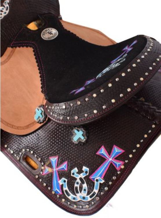 01012: 12" Double T youth barrel style saddle set Youth Saddle Double T