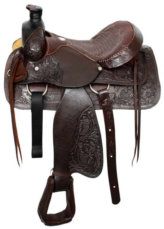 0505: Buffalo roper style saddle with smooth leather seat Roping Saddle Buffalo