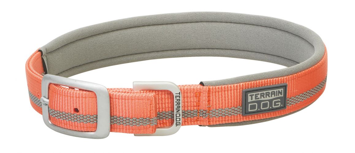07-0860-R7-13: Weaver 13" Peach and Gray Terrain Dog Reflective Neoprene Lined Collar Primary Showman Saddles and Tack