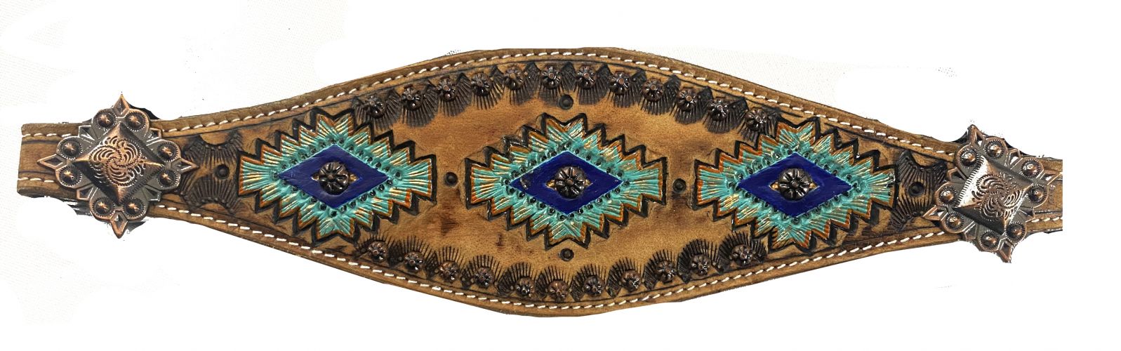 091: Showman ® Adjustable nylon bronc halter with hand painted southwest design nose band Bronc Halter Showman