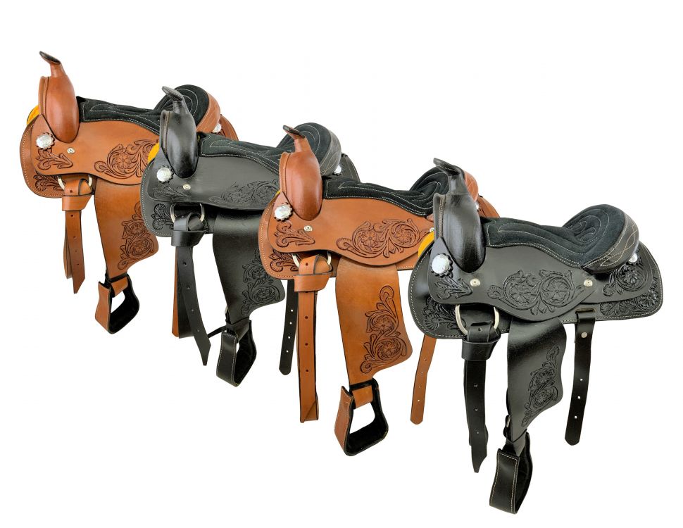 10", 12" Youth Western style pony saddle with floral tooled accents Default Shiloh