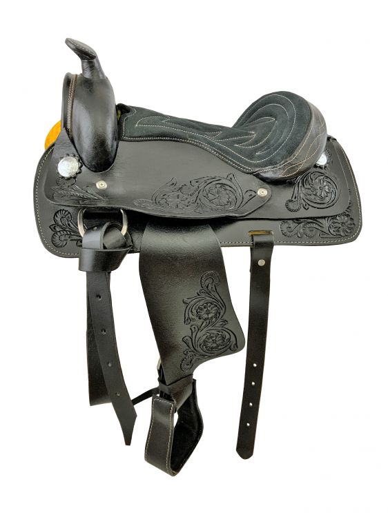 10", 12" Youth Western style pony saddle with floral tooled accents Default Shiloh