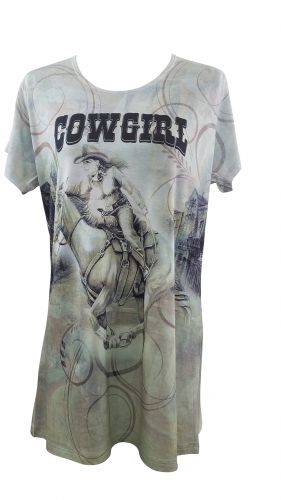 1064500: "Wild West Cowgirl" Round Neck T-Shirt Primary Showman Saddles and Tack