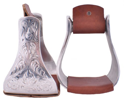 108: Showman ® Polished Aluminum Engraved Bell Stirrups Primary Showman