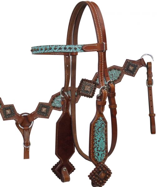 12800: Showman ® Filigree Print Headstall and Breast Collar Set Headstall & Breast Collar Set Showman