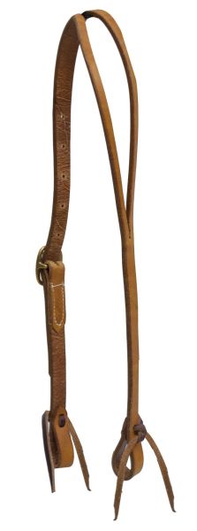 12981: Showman ® Argentina cow leather split ear headstall with solid brass buckle and leather tie Headstall Showman
