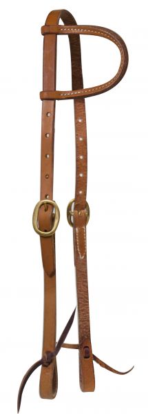 12988: Showman ® Argentina cow leather one ear headstall with solid brass buckles and tie bit loop Headstall Showman