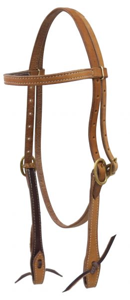 12994: Showman ® Argentina cow leather headstall with solid brass buckles leather tie bit loops Headstall Showman