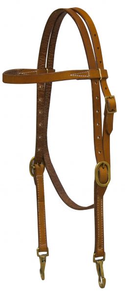 12996: Showman ® Argentina cow leather headstall with solid brass buckles and bit snaps Headstall Showman