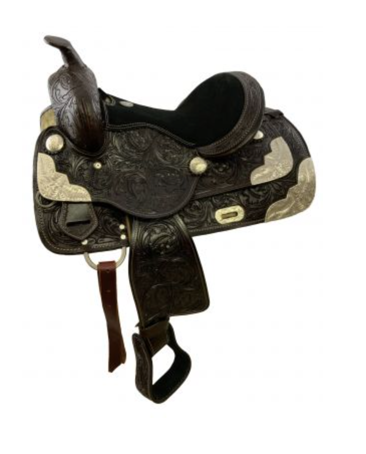 13" Fully Tooled Double T Pony/ Youth Show Saddle 20413 Youth Saddle Double T