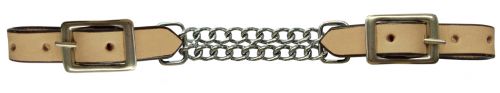 1326: Showman ® leather curb with double chain Bits Showman