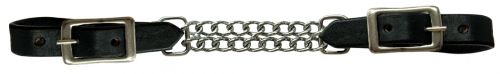 1326: Showman ® leather curb with double chain Bits Showman