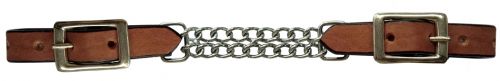 1326: Showman ® leather curb with double chain Bits Showman