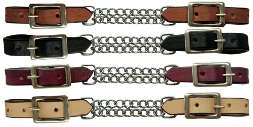 1326: Showman ® leather curb with double chain Bits Showman