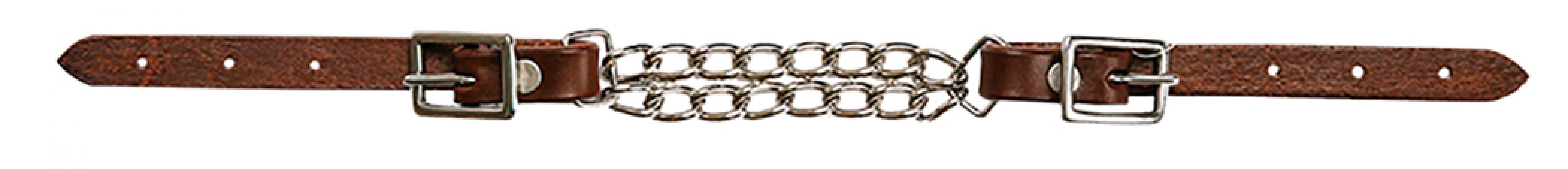 1328: Showman ® Fully adjustable end double chain leather curb chain Bits Showman