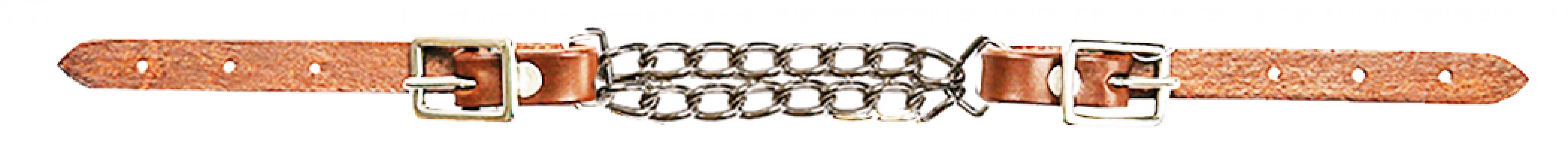 1328: Showman ® Fully adjustable end double chain leather curb chain Bits Showman