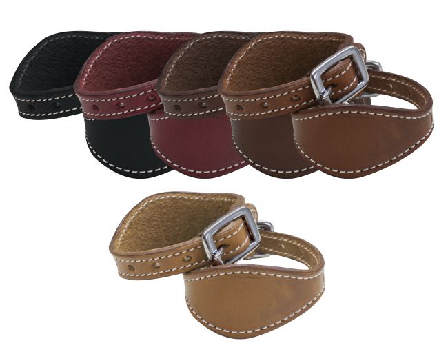 1355: Stitched leather stirrup hobbles Primary Showman Saddles and Tack