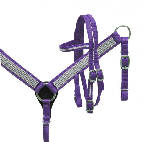 13621: Headstall adjusts 25" to 32" bit loop to bit loop Headstall & Breast Collar Set Showman