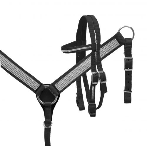 13621: Headstall adjusts 25" to 32" bit loop to bit loop Headstall & Breast Collar Set Showman