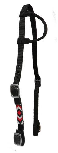 13642: Showman ® Nylon headstall with beaded cheek Headstall Showman