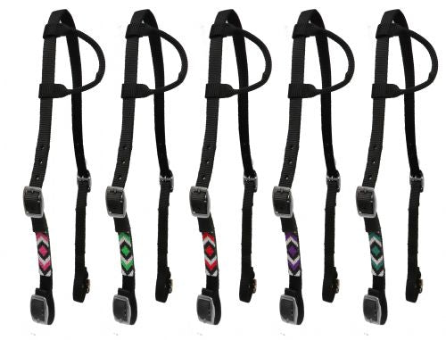 13642: Showman ® Nylon headstall with beaded cheek Headstall Showman