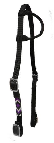 13642: Showman ® Nylon headstall with beaded cheek Headstall Showman