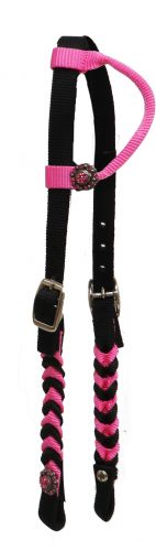 13643: Showman ® Premium braided nylon one ear Headstall Headstall Showman