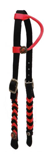 13643: Showman ® Premium braided nylon one ear Headstall Headstall Showman