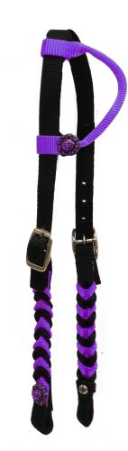 13643: Showman ® Premium braided nylon one ear Headstall Headstall Showman