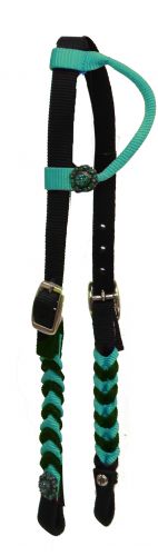 13643: Showman ® Premium braided nylon one ear Headstall Headstall Showman