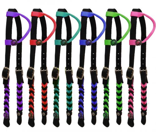 13643: Showman ® Premium braided nylon one ear Headstall Headstall Showman