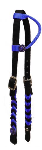 13643: Showman ® Premium braided nylon one ear Headstall Headstall Showman