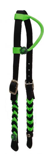 13643: Showman ® Premium braided nylon one ear Headstall Headstall Showman