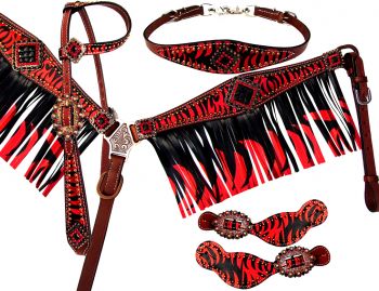 13865: Showman ® 5 piece headstall and breast collar set Headstall & Breast Collar Set Showman