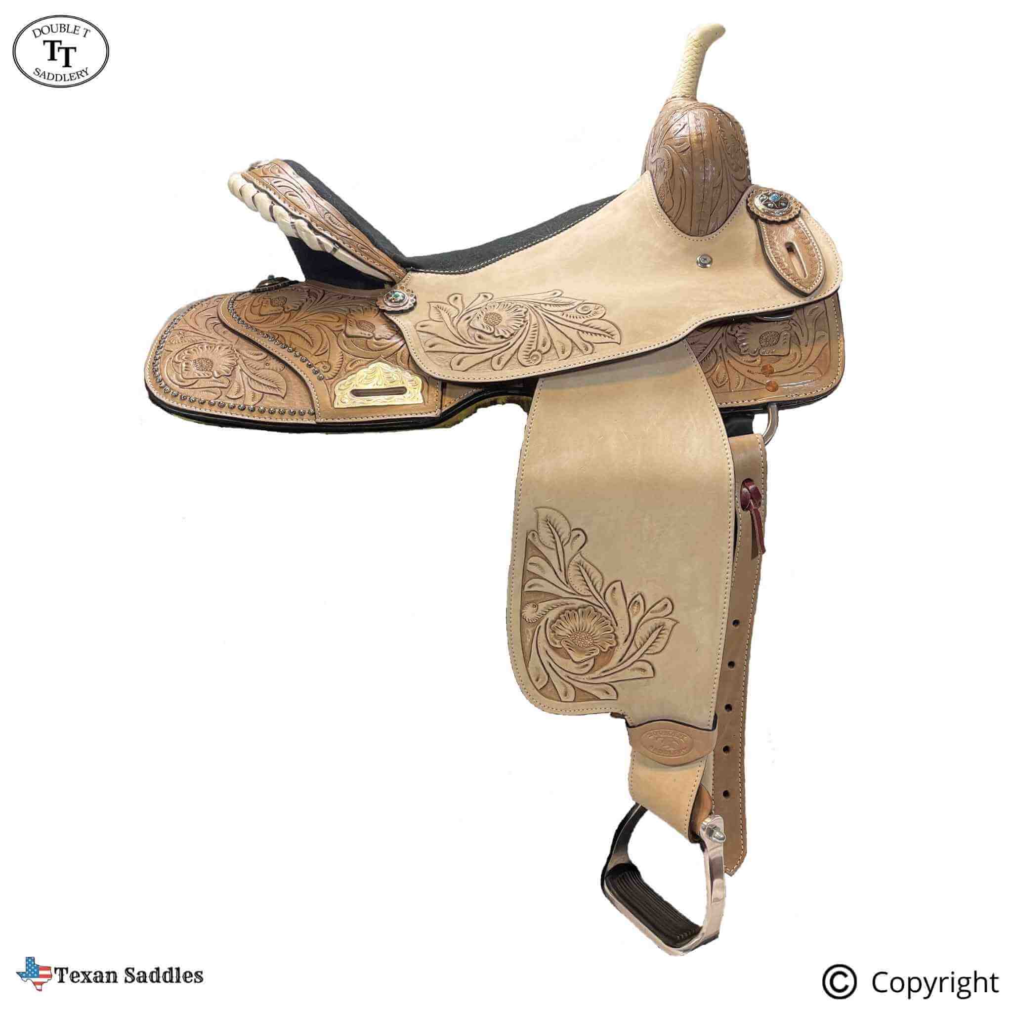 14" - 16" Double T Western Barrel Saddle 6568 Barrel Saddle Double T