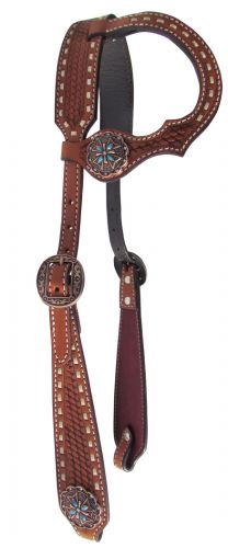 14078: Showman ® Argentina cow leather single ear headstall Headstall Showman