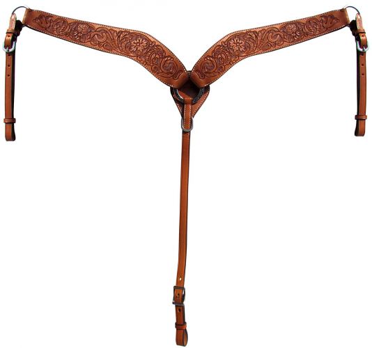 14100: Showman ® Argentina cow leather tooled breastcollar Breast Collar Showman