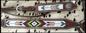 14266: Showman ® Beaded Southwest and Arrow Design 3 Piece Headstall and Breastcollar Set Headstall & Breast Collar Set Showman