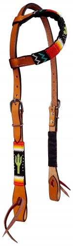14283: Showman ® Beaded one ear headstall with cactus design Headstall Showman