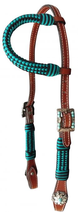 14316: Showman ® Medium Oil Ear Headstall with pro braid accents Primary Showman