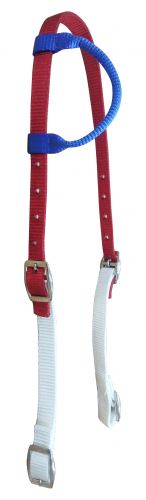 14321: Showman ® Red, White, and Blue Nylon One Ear Headstall Primary Showman