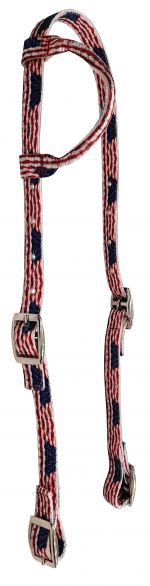 14367: Showman ® American Flag Nylon One Ear Headstall Primary Showman