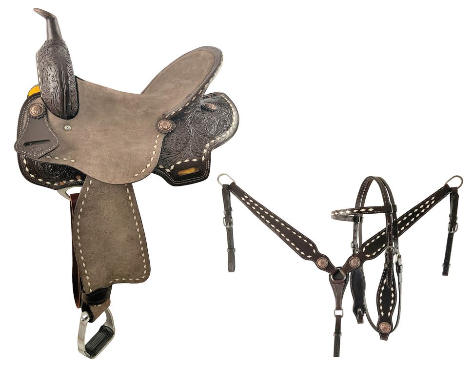 15", 16" Double T Barrel style saddle Set 1480 Barrel Saddle Double T