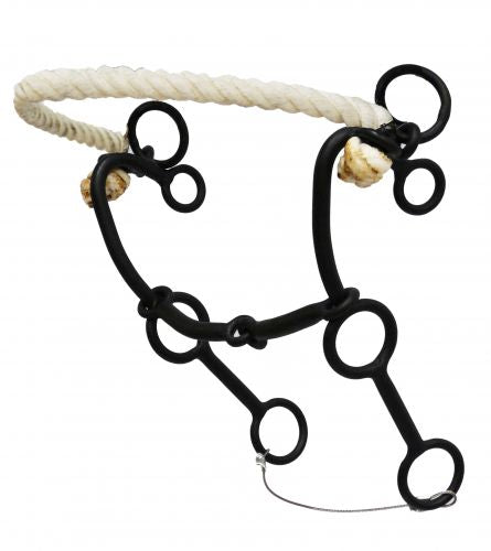 15101: Showman® Black steel combination hackamore with rope nose Bits Showman